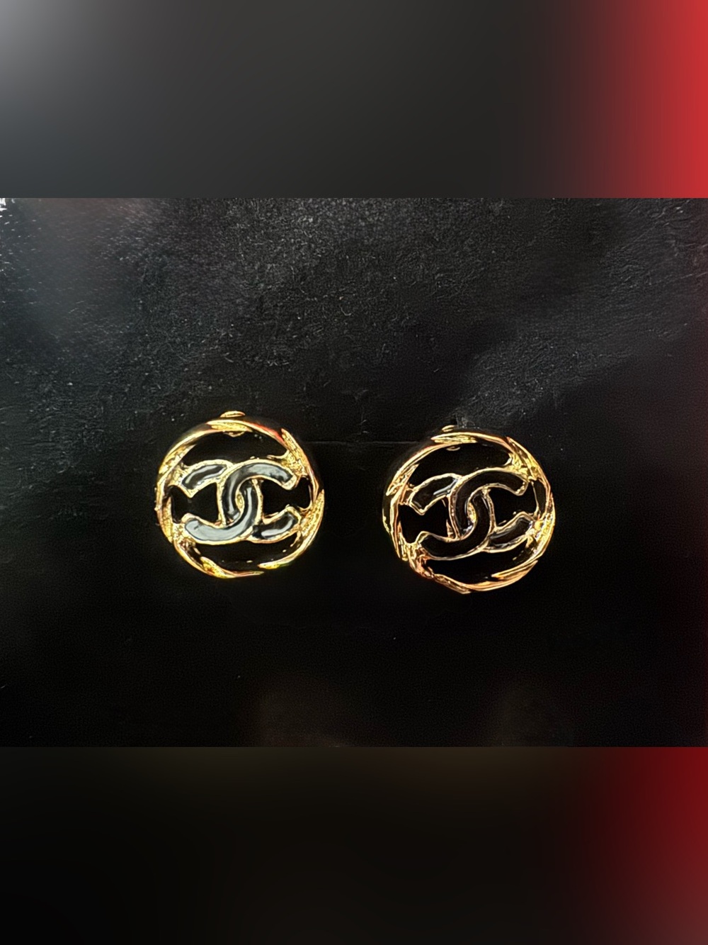 CHANEL Gold-Tone Round Rope-Edge Stud Earrings